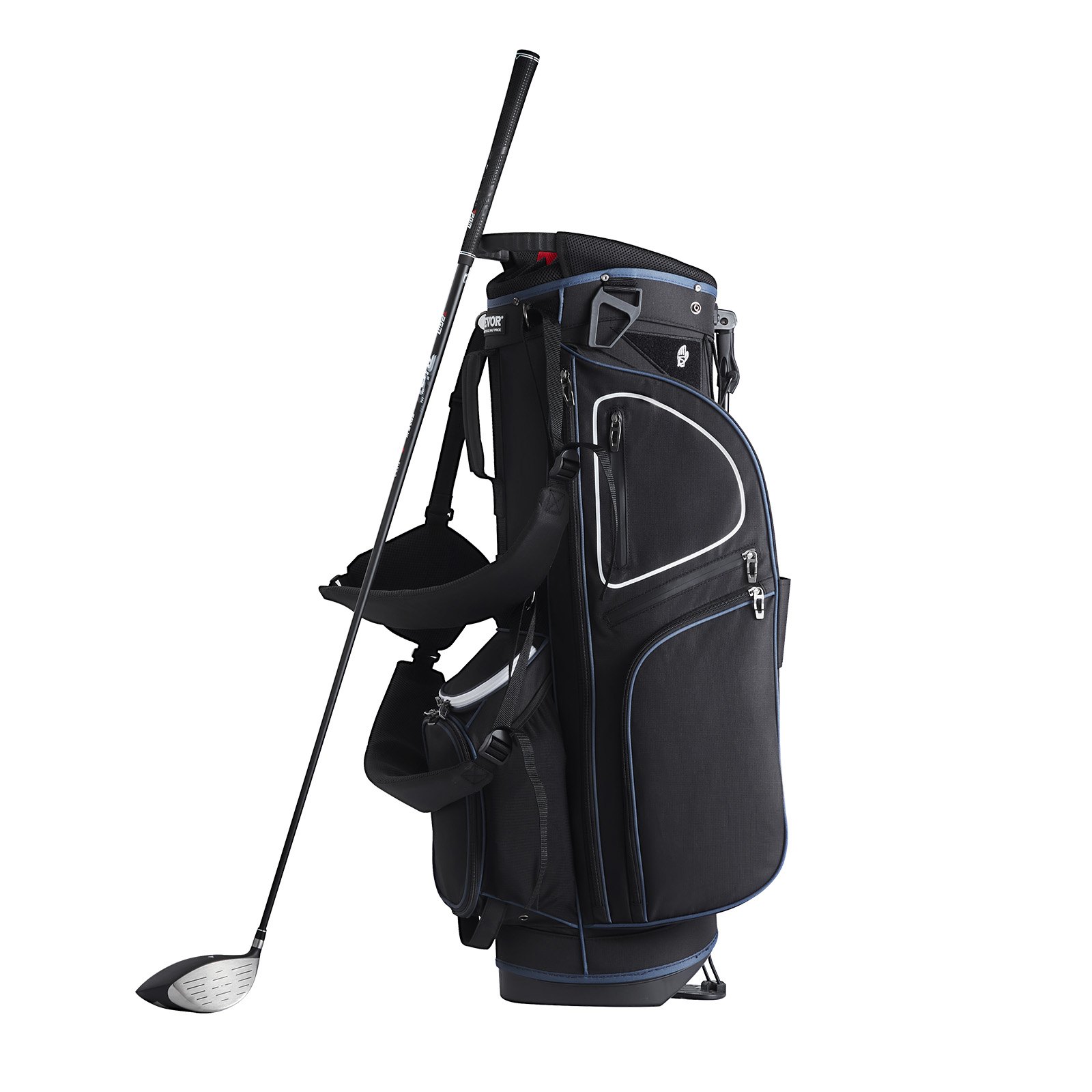 VEVOR Golf Cart Bag with 14 Way Organizer Divider Top, 35” 11 Pockets Premium Cart Bag with Stand, Durable Golf Bags with Handles & Dust Cover & Detachable Dual Strap for Men & Women, Black White