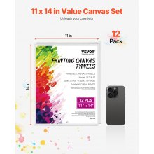 VEVOR Canvas Boards for Painting 12 Pack 11 x 14 Inch Blank Canvases for Painting