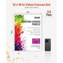 Canvas Boards for Painting 24 Pack 12 x 16 Inch Blank Canvases for Painting