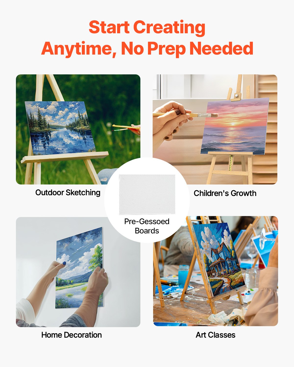 VEVOR Canvas Boards for Painting, 12 x 16 Inch White Canvases for Painting, 24 Pack Painting Canvas Panels for Sketching, Acrylic and Oil Painting, Watercolor, Paint Canvas for Kids and Professionals