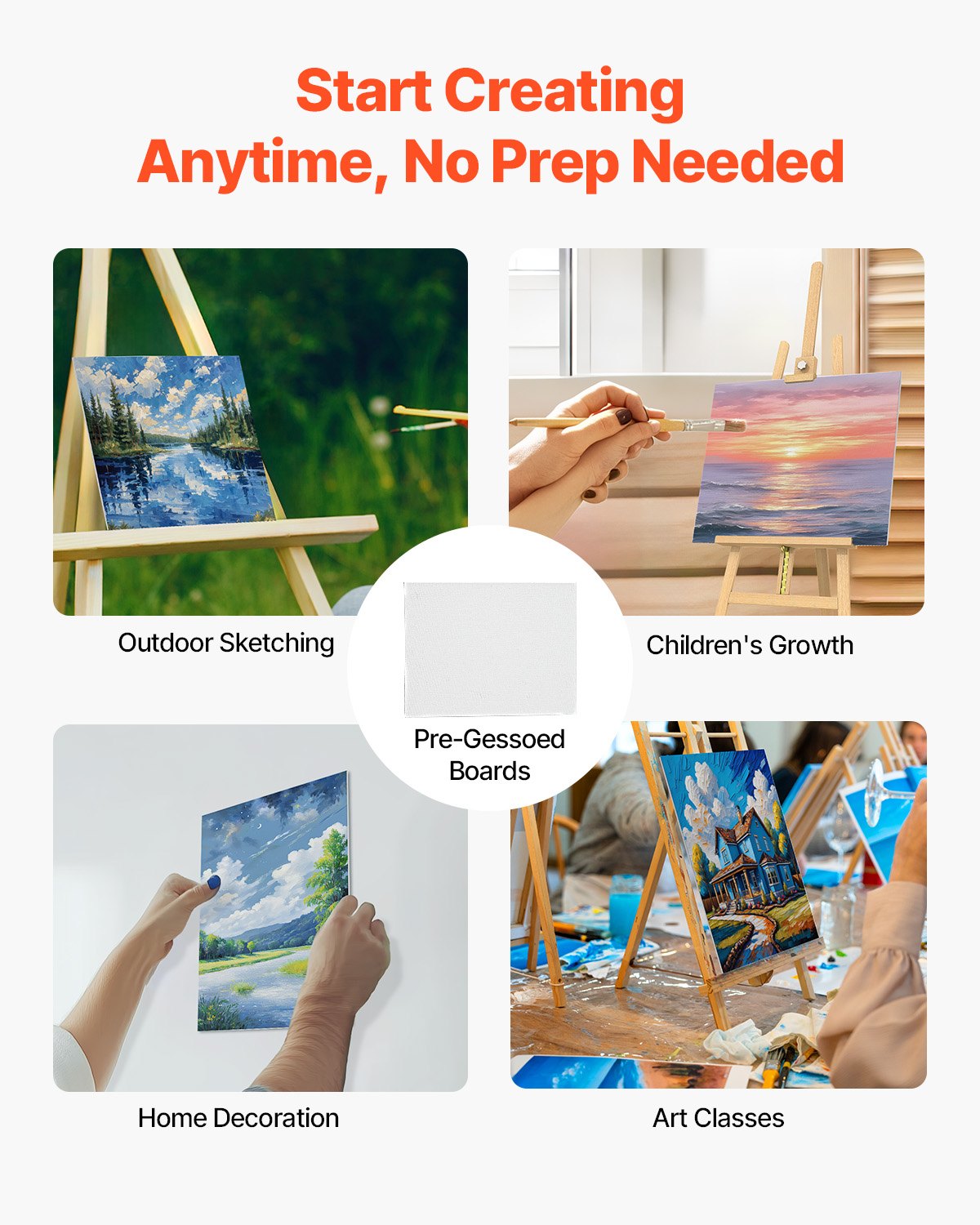 VEVOR Canvas Boards for Painting 32 Pack Multi-Size Blank Canvases for Painting