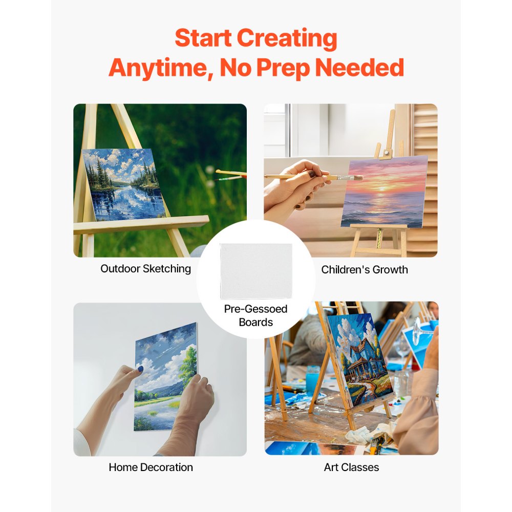 VEVOR Canvas Boards for Painting, 8 x 10 Inch White Canvases for Painting, 24 Pack Painting Canvas Panels for Sketching, Acrylic and Oil Painting, Watercolor, Paint Canvas for Kids and Professionals