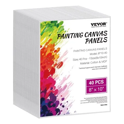 VEVOR Canvas Boards for Painting, 8 x 10 Inch White Canvases for Painting, 40 Pack Painting Canvas Panels for Sketching, Acrylic and Oil Painting, Watercolor, Paint Canvas for Kids and Professionals