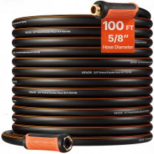 VEVOR Garden Hose, 100 ft 5/8" Heavy Duty 4-Layer Rubber Water Hose, 150PSI Working & 600PSI Burst, Flexible & Non-kink Outdoor Waterhose with 3/4" Fitting, Lightweight Hoses for Gardening Cleaning