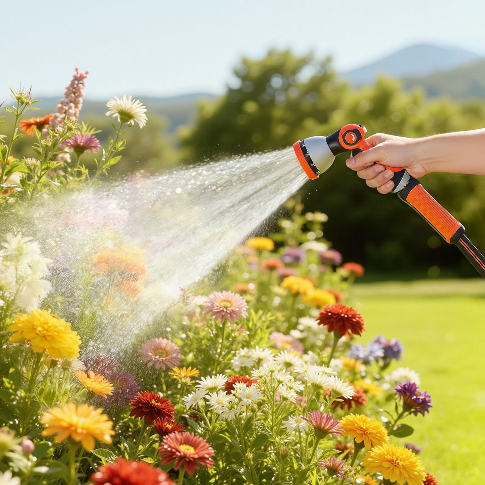 VEVOR Garden Hose, 150 ft 5/8" Heavy Duty Rubber Water Hose with 10 Mode Nozzle, 150PSI Working & 600PSI Burst, Flexible & Non-kink Outdoor Waterhose with 3/4" Fitting, Lightweight Hoses for Gardening