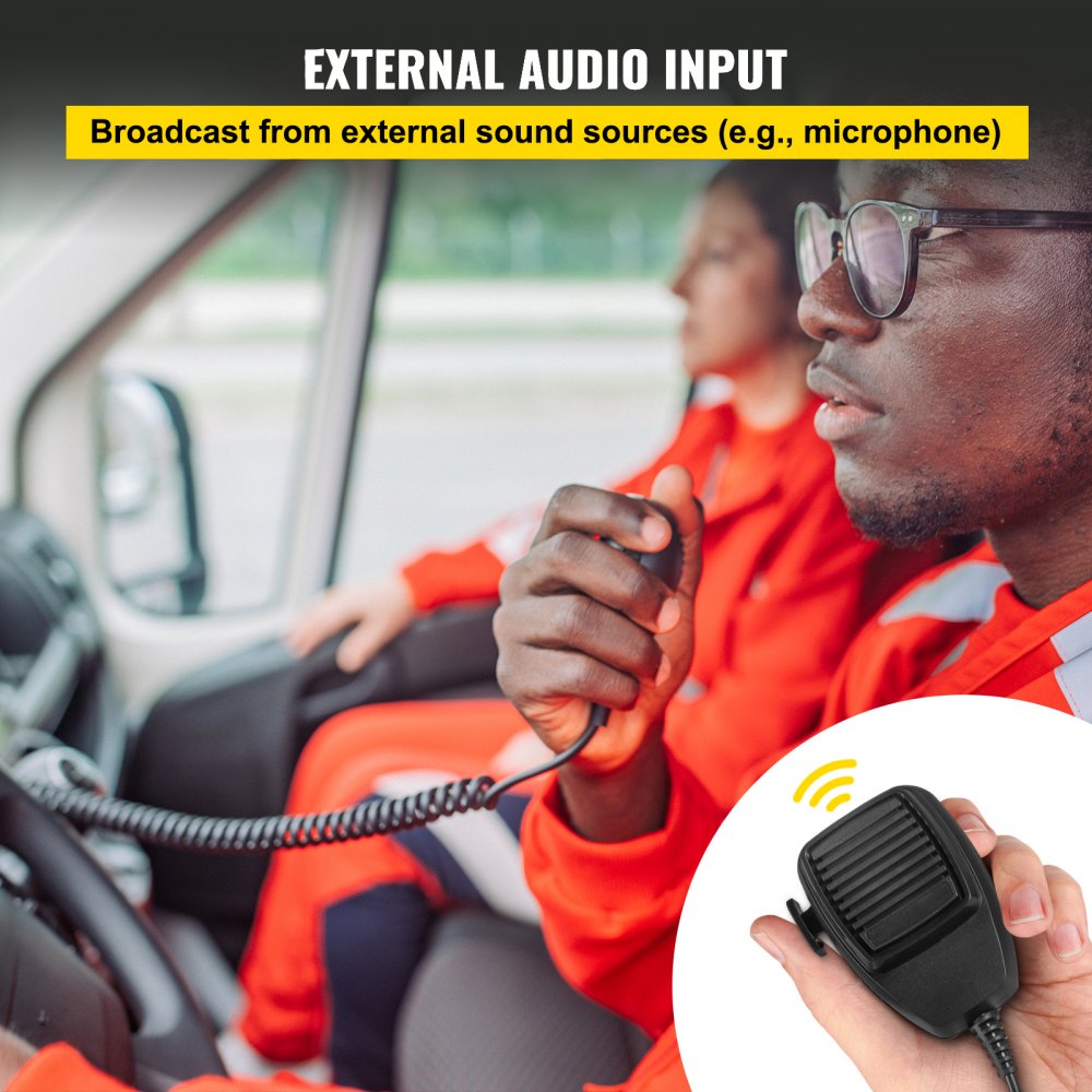 200W 7 Sound Loud Car Warning Alarm Fire Horn PA Speaker MIC System