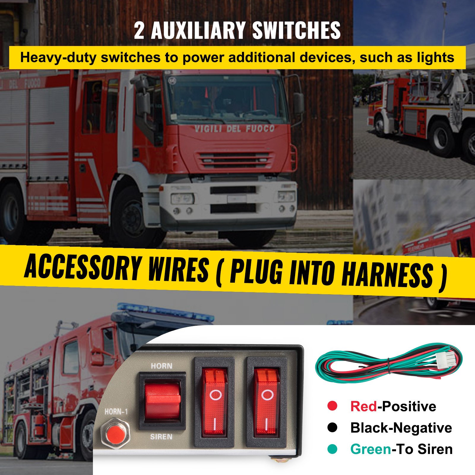 200W 7 Sound Loud Car Warning Alarm Fire Horn PA Speaker MIC System