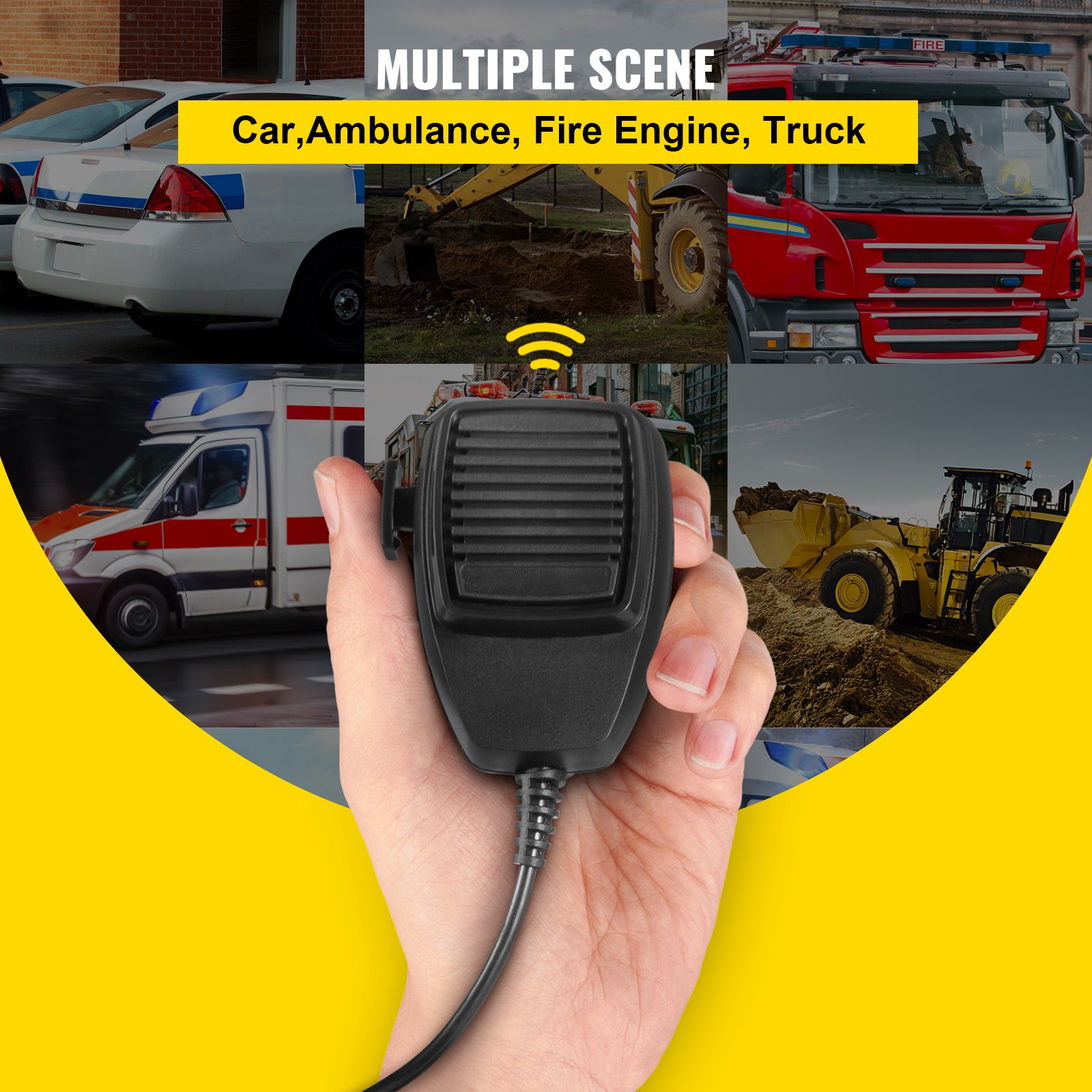 200W 7 Sound Loud Car Warning Alarm Fire Horn PA Speaker MIC System