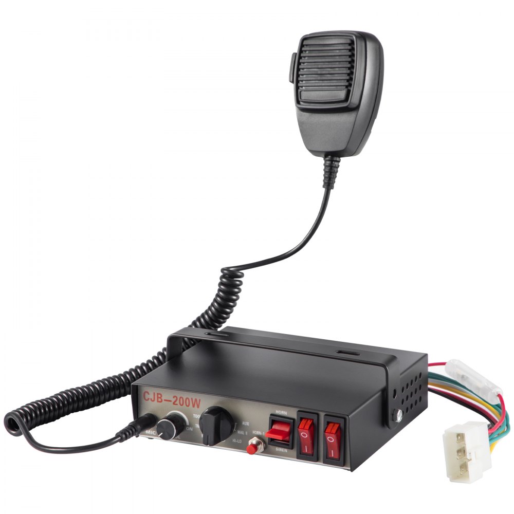 VEVOR Police Sirens 200W 9-Tone Car Warning Alarm Handhold Microphone Light Control Switches Emergency Electronic PA System for Cars Fire Trucks