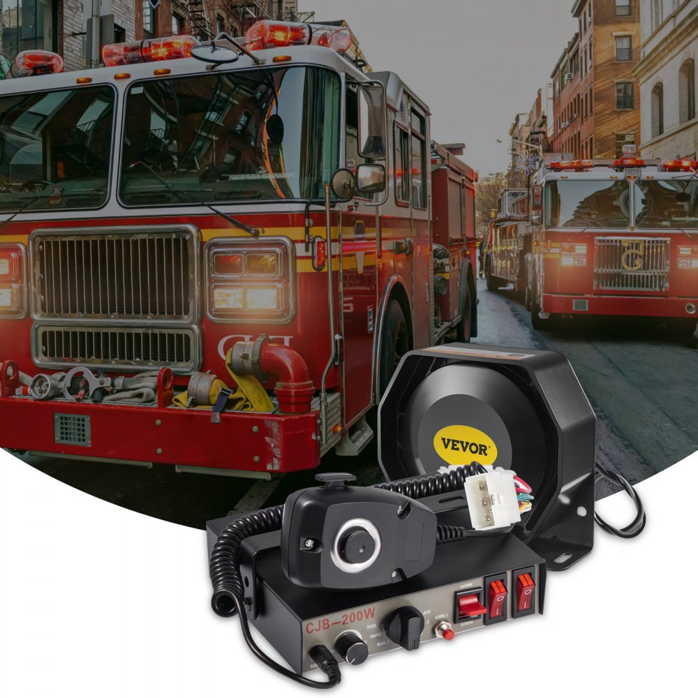 200W 9 Sound Loud Car Warning Alarm Fire Horn PA Speaker MIC System