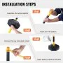VEVOR Adjustable Traffic Delineator Post Cones, 2 Pack, Traffic Safety Delineator Barrier with Fillable Base 8FT Chain, for Traffic Control Warning Parking Lot Construction Caution Roads, Yellow&Black