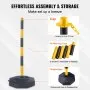 VEVOR Adjustable Traffic Delineator Post Cones, 2 Pack, Traffic Safety Delineator Barrier with Fillable Base 8FT Chain, for Traffic Control Warning Parking Lot Construction Caution Roads, Yellow&Black