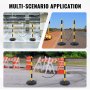 VEVOR Adjustable Traffic Delineator Post Cones, 2 Pack, Traffic Safety Delineator Barrier with Fillable Base 8FT Chain, for Traffic Control Warning Parking Lot Construction Caution Roads, Yellow&Black