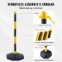 VEVOR Adjustable Traffic Delineator Post Cones, 6 Pack, Traffic Safety Delineator Barrier with Fillable Base 2.44 m Chain, for Traffic Control Warning Parking Lot Construction Caution Roads, Yellow & Black