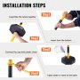 VEVOR Adjustable Traffic Delineator Post Cones, 4 Pack, Traffic Safety Delineator Barrier with Fillable Base 8FT Chain, for Traffic Control Warning Parking Lot Construction Caution Roads, Yellow&Black