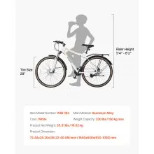 VEVOR Hybrid Bike Mens Hybrid Bicycle City Commuter Bikes 700c 24-Speed Shimano