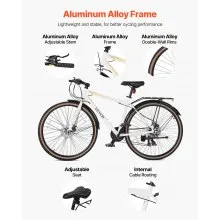 VEVOR Hybrid Bike Mens Hybrid Bicycle City Commuter Bikes 700c 24-Speed Shimano