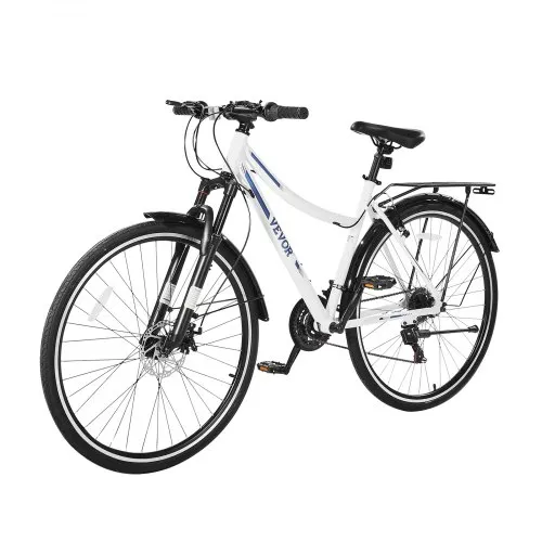 VEVOR Hybrid Bike Lightweight Aluminum Frame Bike 700c Wheel Men and Women Hybrid Bicycle Step-Through Adult Urban City Commuter Bikes 21-Speed
