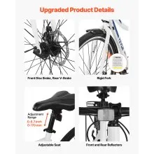 VEVOR Hybrid Bike Mens Hybrid Bicycle City Commuter Bikes 700c 7-Speed Shimano