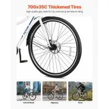 VEVOR Hybrid Bike Mens Hybrid Bicycle City Commuter Bikes 700c 7-Speed Shimano