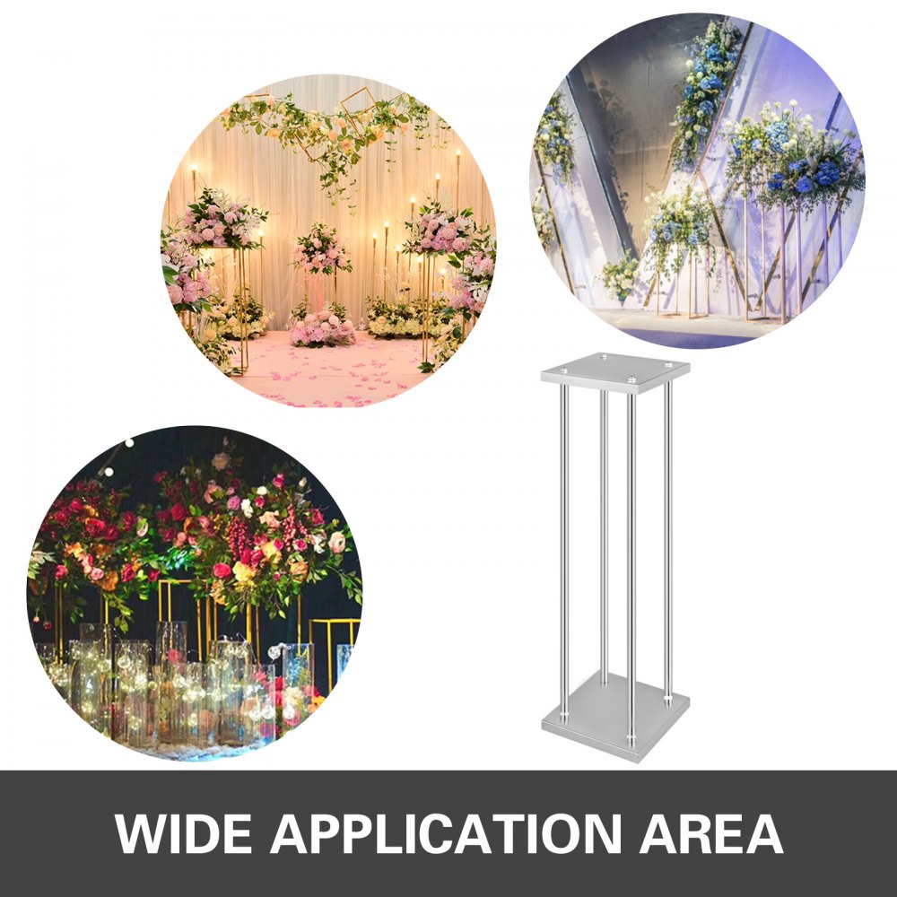 Wedding Flower Stand Floral Vase Stand W/ Plate 11pcs Silver Centerpieces Pillar