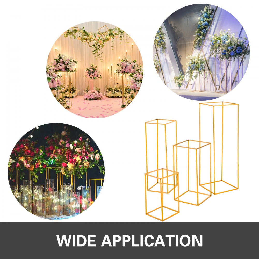 Gold Iron Metal Flower Stands Party Events 4pcs Wedding Centrepieces Venue Decor