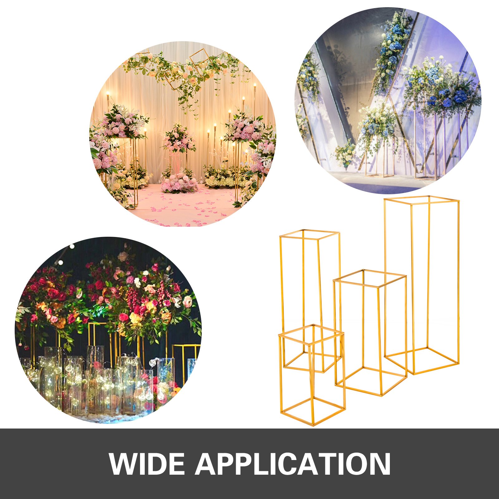 Gold Iron Metal Flower Stands Party Events 4pcs Wedding Centrepieces Venue Decor