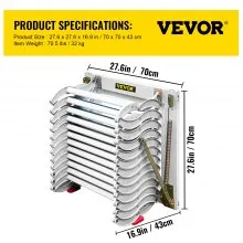VEVOR Attic Steps Pull Down 12 Steps Attic Stairs Alloy Attic Access Ladder, White Pulldown Attic Stairs, Wall-mounted Folding Stairs for Attic, Retractable Attic Ladder with Armrests, 9.8 feet Height