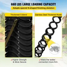 VEVOR Attic Steps Pull Down 12 Steps Attic Stairs Alloy Attic Access Ladder, Black Pulldown Attic Stairs, Wall-mounted Folding Stairs for Attic, Retractable Attic Ladder with Armrests, 9.8 feet Height