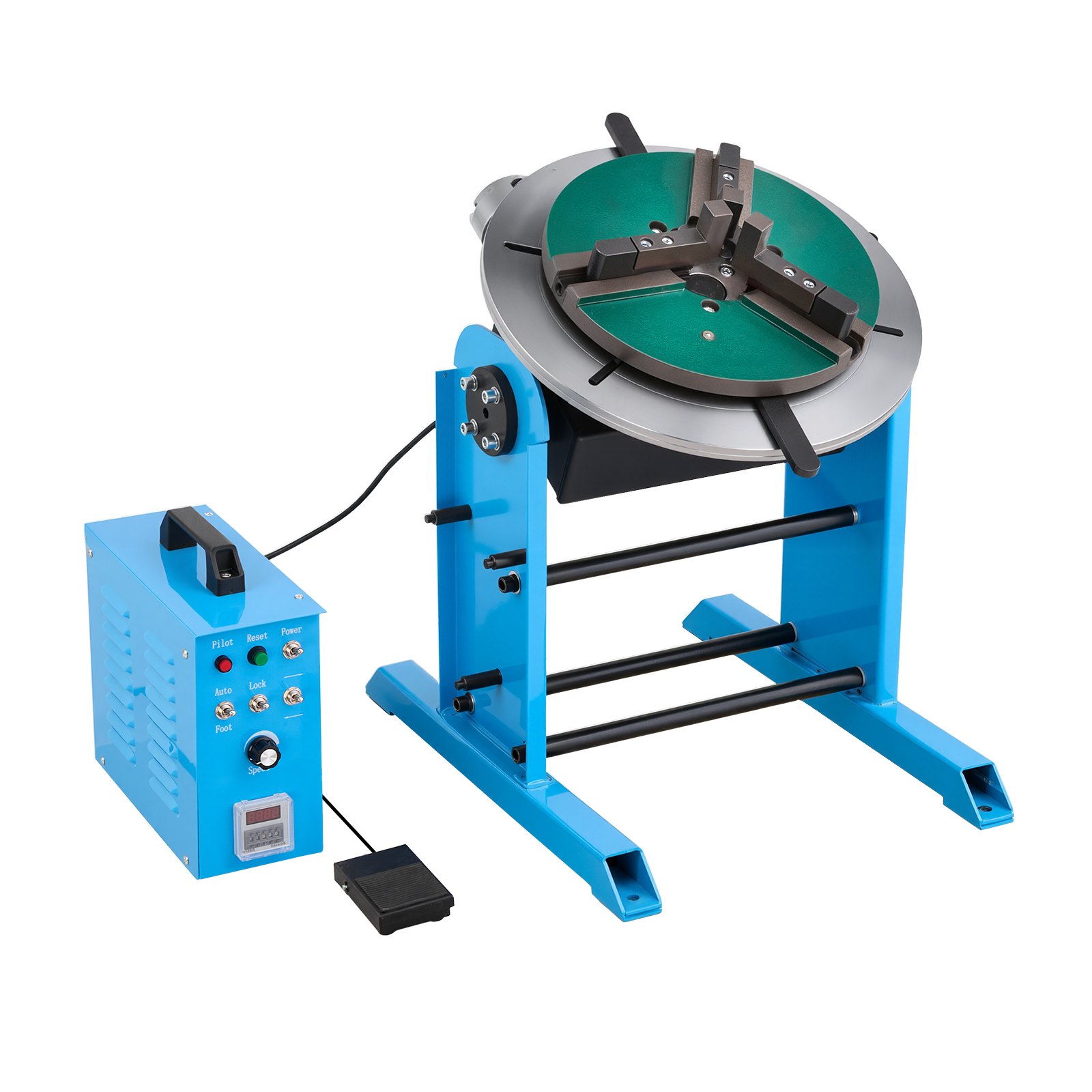 VEVOR Rotary Welding Positioner, 200 kg Load Capacity, -45° to 90° Tilt Angle Welding Positioner Turntable Table, 0.5-5 RPM Speed Control, Electric and Foot Pedal, for Cutting, Grinding, Assembly