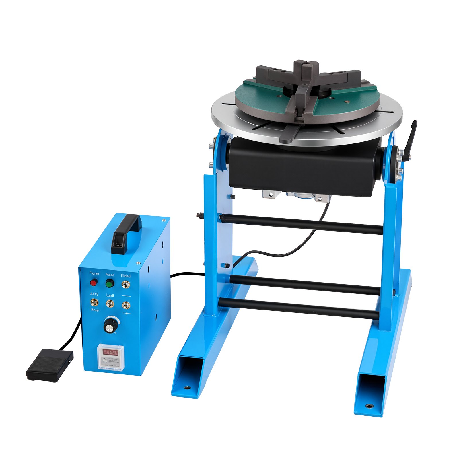 VEVOR Rotary Welding Positioner, 300 kg Load Capacity, -45° to 90° Tilt Angle Welding Positioner Turntable Table, 0.2-2.5 RPM Speed Control, Electric and Foot Pedal, for Cutting, Grinding, Assembly