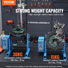 VEVOR Rotary Welding Positioner 66LBS / 30KG, 0-90° Welding Positioning Turntable Table 1-12RPM 80W, with 12.4 Inch 3-Jaw Lathe Chuck & Welding Torch Stand Holder for Cutting, Grinding, Assembly