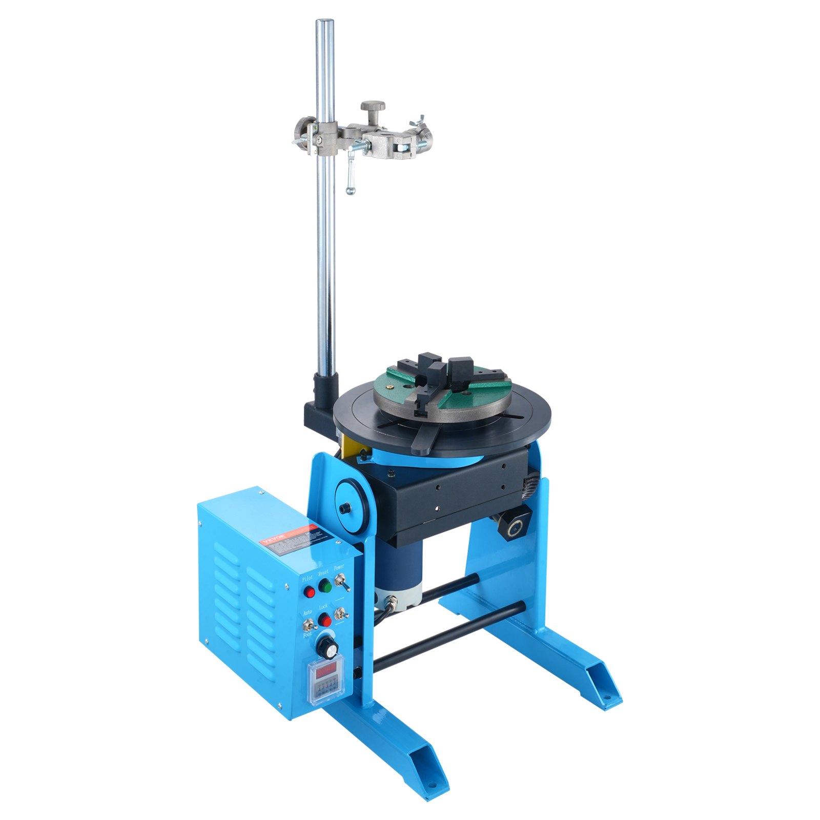 VEVOR Rotary Welding Positioner 30KG, 0-90° Welding Positioning Turntable Table 1-12RPM 80W, with 12.4 Inch 3-Jaw Lathe Chuck & Welding Torch Stand Holder for Cutting, Grinding, Assembly, Testing