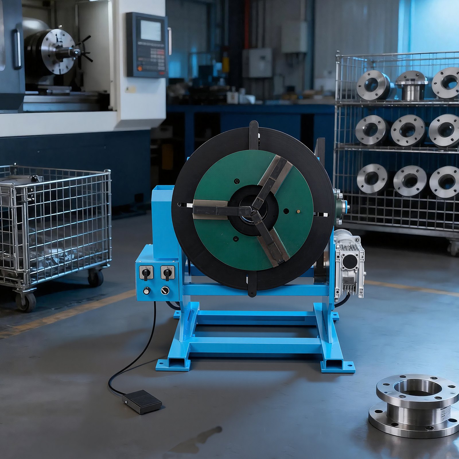VEVOR Rotary Welding Positioner, 500 kg Load Capacity, -45° to 90° Tilt Angle Welding Positioner Turntable Table, 0.2-2 RPM Speed Control, Electric and Foot Pedal, for Cutting, Grinding, Assembly