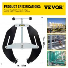 VEVOR Ultra Clamp, 5 till 12 i diameter, höghållfast rörklämma med snabbverkande skruvar, stålrörsuppriktningsverktyg med lätt design, svart
