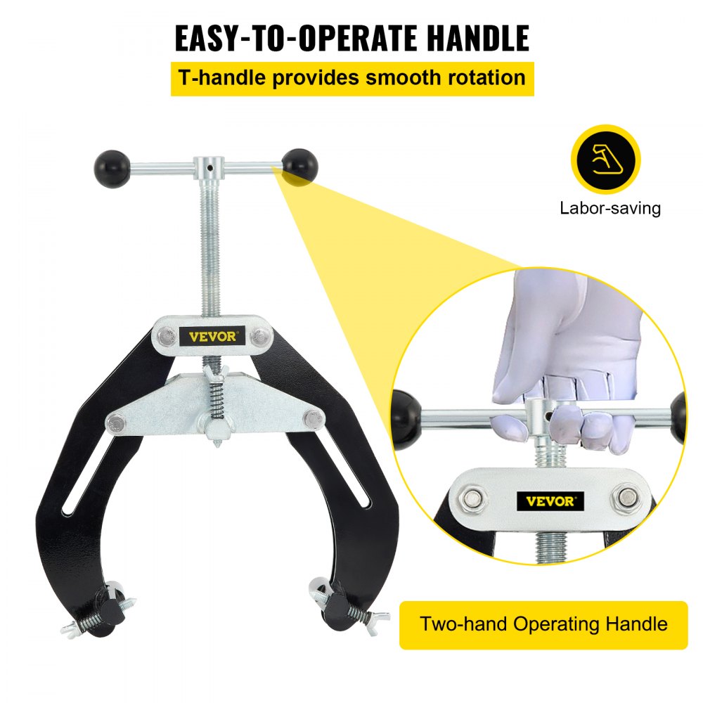 VEVOR pipe clamp with easy-to-operate t-handle for smooth rotation and labor-saving use.