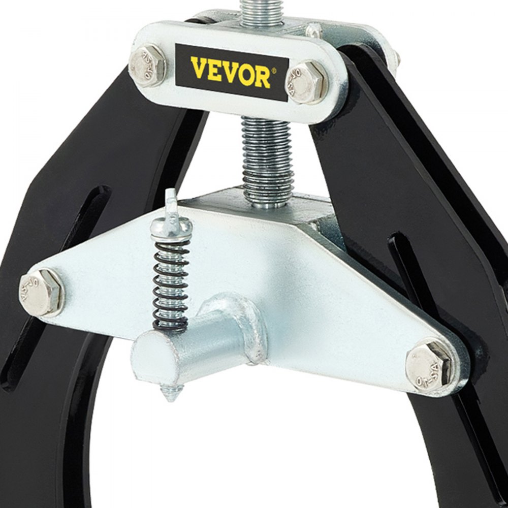 VEVOR pipe clamp with spring and screws for secure grip, black and metallic components.