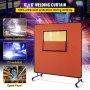 VEVOR Welding Curtain, 6' x 6', Welding Screen with Metal Frame & 4 Wheels, Fireproof Fiberglass w/ Transparent Window, for Workshop, Industrial Site, Red