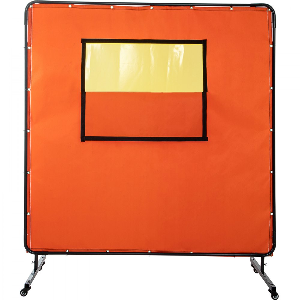 VEVOR Welding Curtain Welding Screen Frame 6' x 6' Fiberglass w/ Casters Yellow