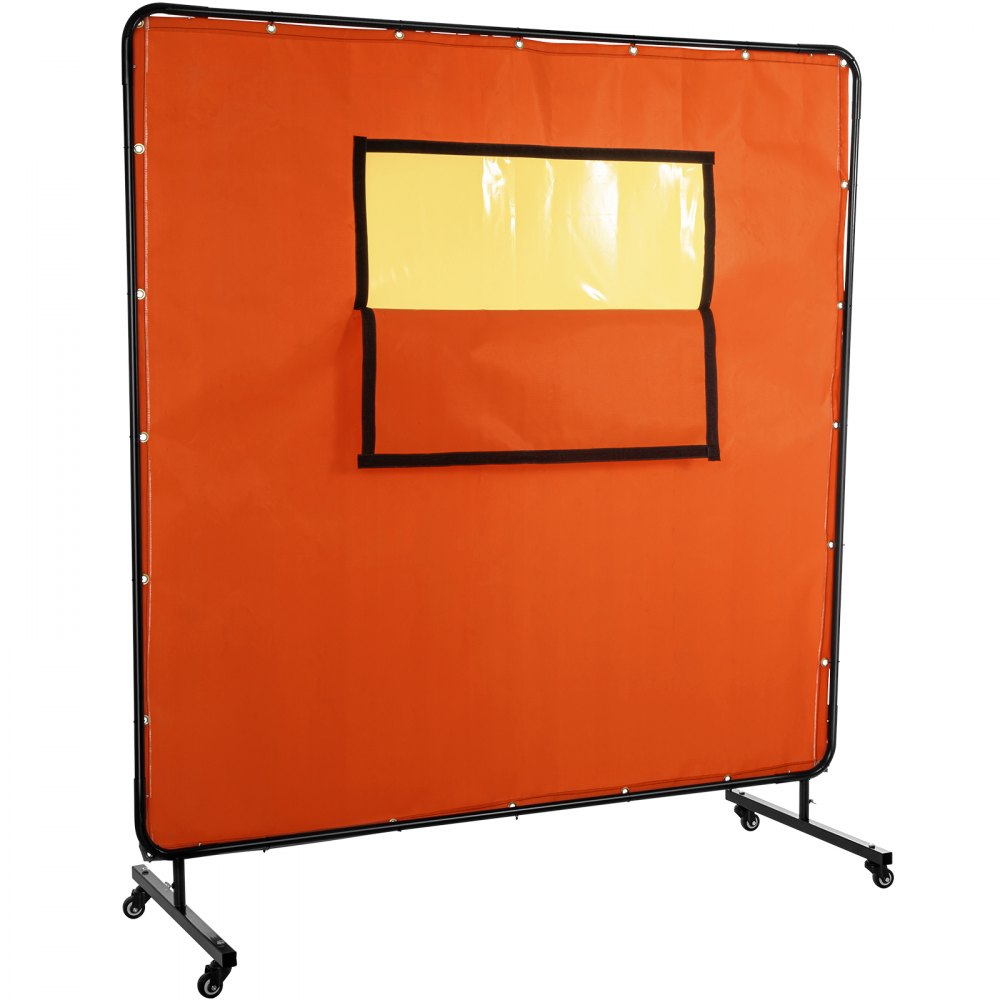 VEVOR Welding Curtain Welding Screen Frame 6' x 6' Fiberglass w/ Casters Yellow