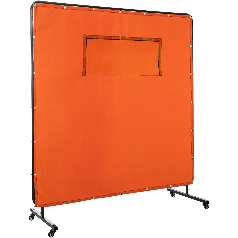 VEVOR Welding Curtain Welding Screen Frame 6' x 6' Fiberglass w/ Casters Yellow