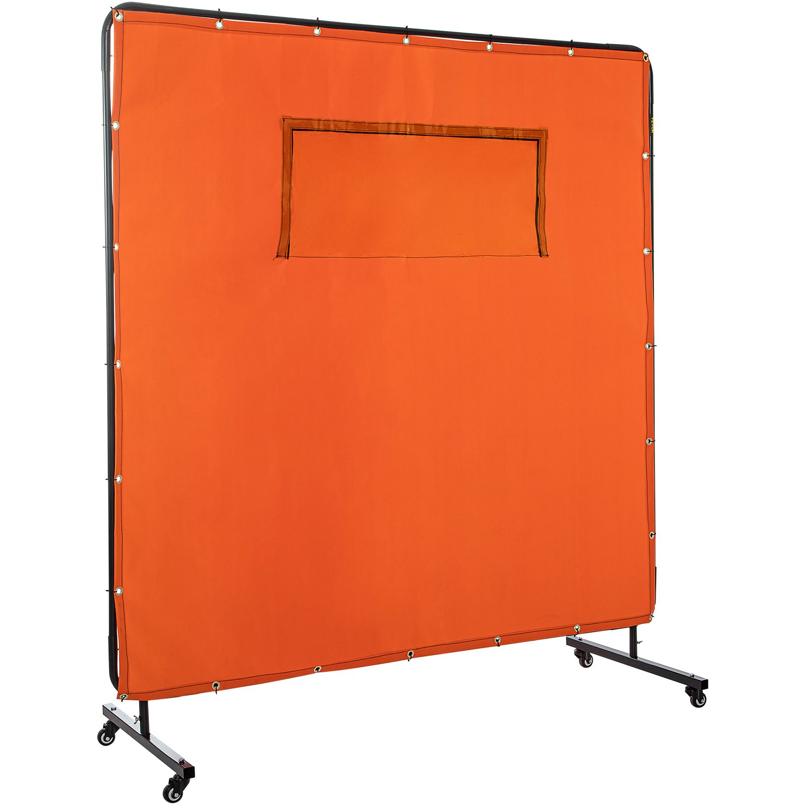VEVOR Welding Curtain Welding Screen Frame 6' x 6' Fiberglass w/ Casters Yellow