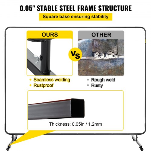 VEVOR Welding Curtain, 6' x 8', Welding Screen with Metal Frame & 4 Wheels, Fireproof Fiberglass w/ Transparent Window, for Workshop, Industrial Site, Red