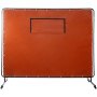 VEVOR Welding Curtain, 6' x 8', Welding Screen with Metal Frame & 4 Wheels, Fireproof Fiberglass with Transparent Window, for Workshop, Industrial Site, Red