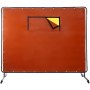 VEVOR Welding Curtain, 6' x 8', Welding Screen with Metal Frame & 4 Wheels, Fireproof Fiberglass with Transparent Window, for Workshop, Industrial Site, Red