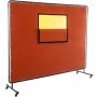 VEVOR Welding Curtain, 6' x 8', Welding Screen with Metal Frame & 4 Wheels, Fireproof Fiberglass with Transparent Window, for Workshop, Industrial Site, Red