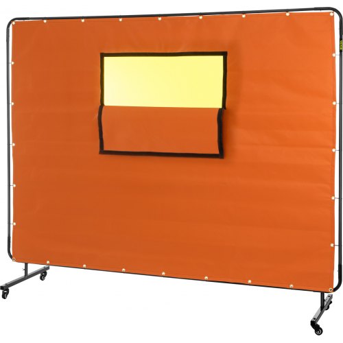 VEVOR Welding Curtain Welding Screen Frame 6' x 8' Fiberglass w/ Casters Yellow