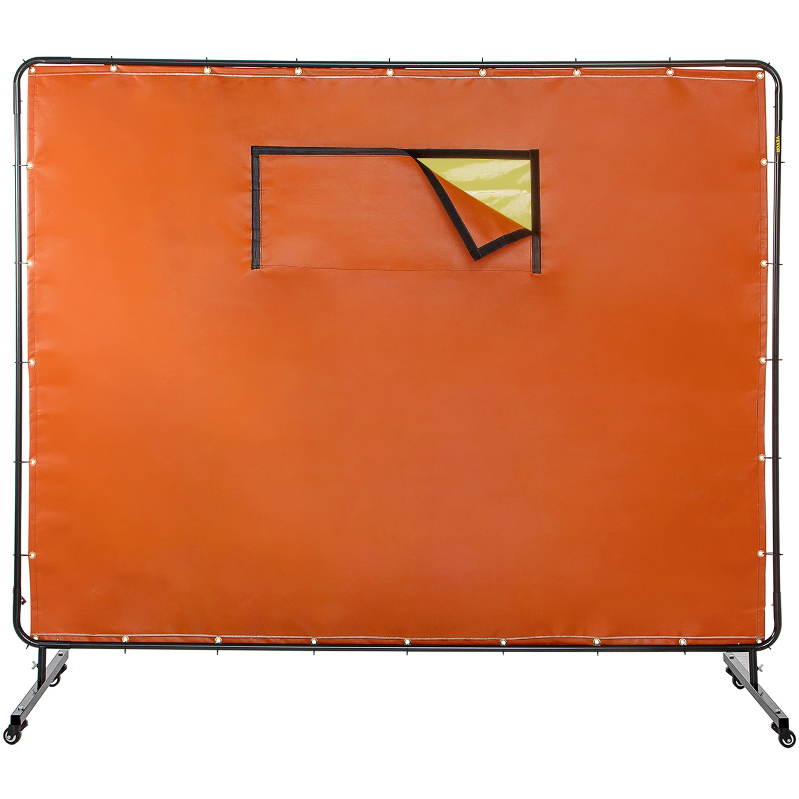 VEVOR Welding Curtain Welding Screen Frame 6' x 8' Fiberglass w/ Casters Yellow