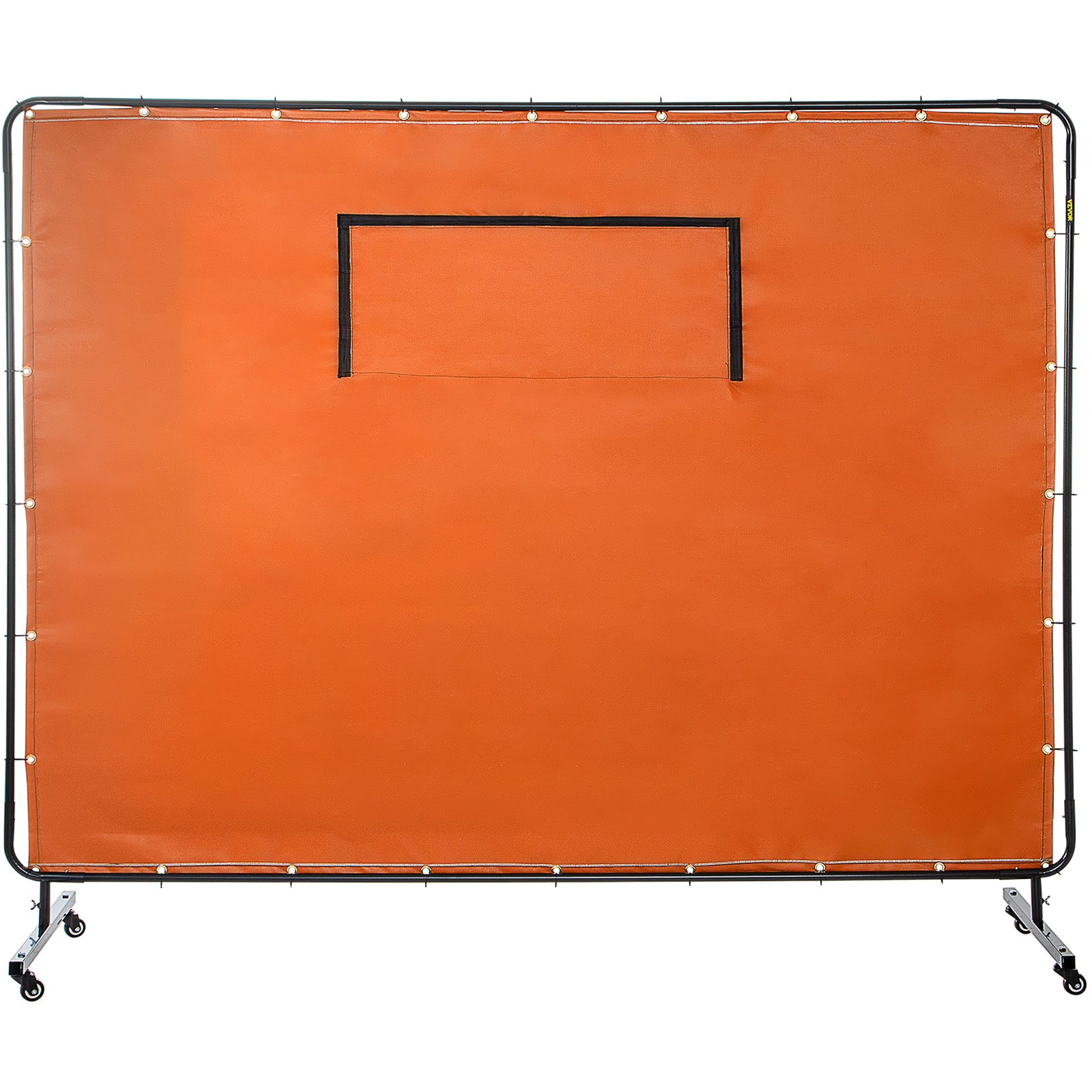 VEVOR Welding Curtain Welding Screen Frame 6' x 8' Fiberglass w/ Casters Yellow