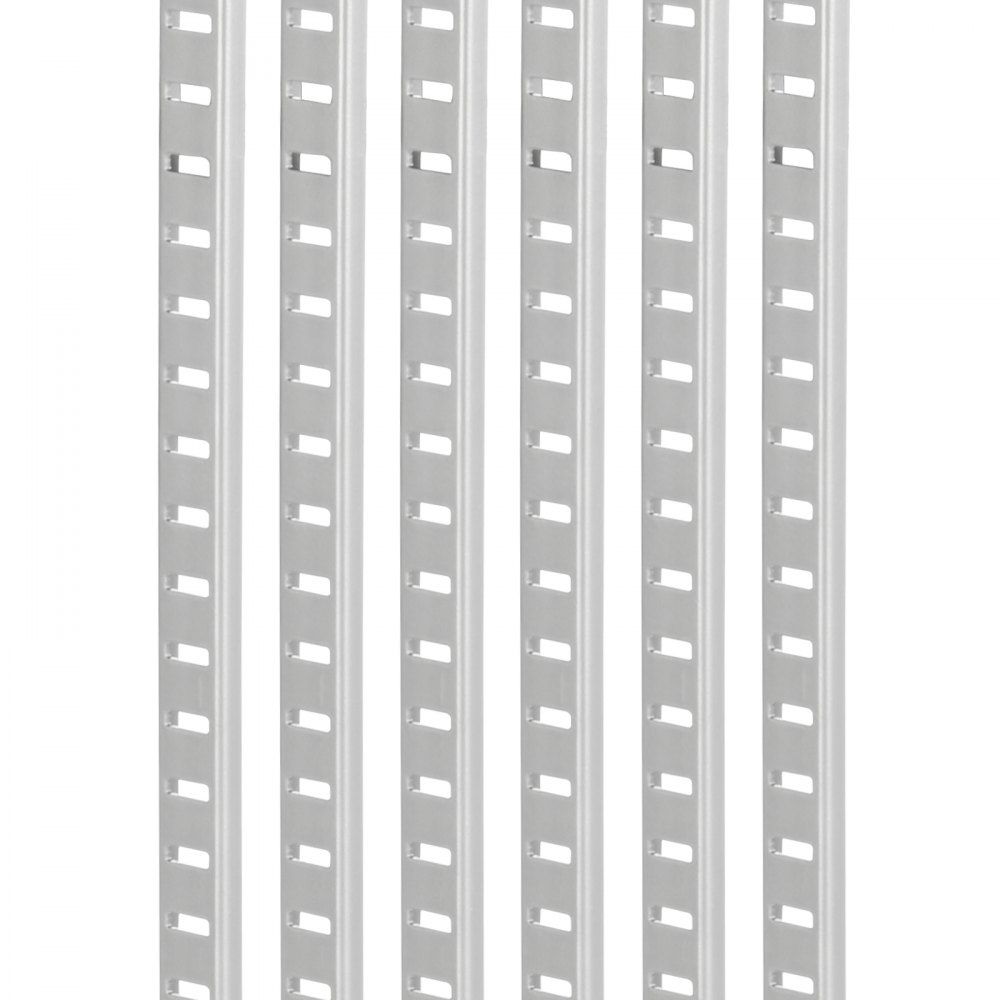 VEVOR Shelf Pilaster, 36.3-inch 6 Pack, Adjustable Shelf Brackets Steel Mortise Mount Pilaster Strip Standards with 24 Screws, Suitable for Wall Shelving System Cabinet Closet Organization